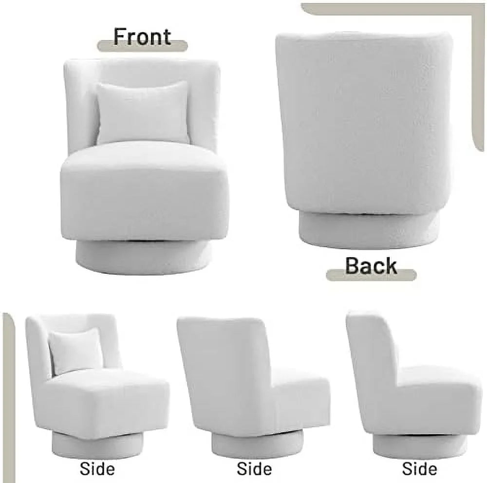 Swivel Barrel Boucle Chair with Pillow O5214