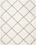 Ivory Grey Geometric Shag Area Rug 11' x 15' U601002
