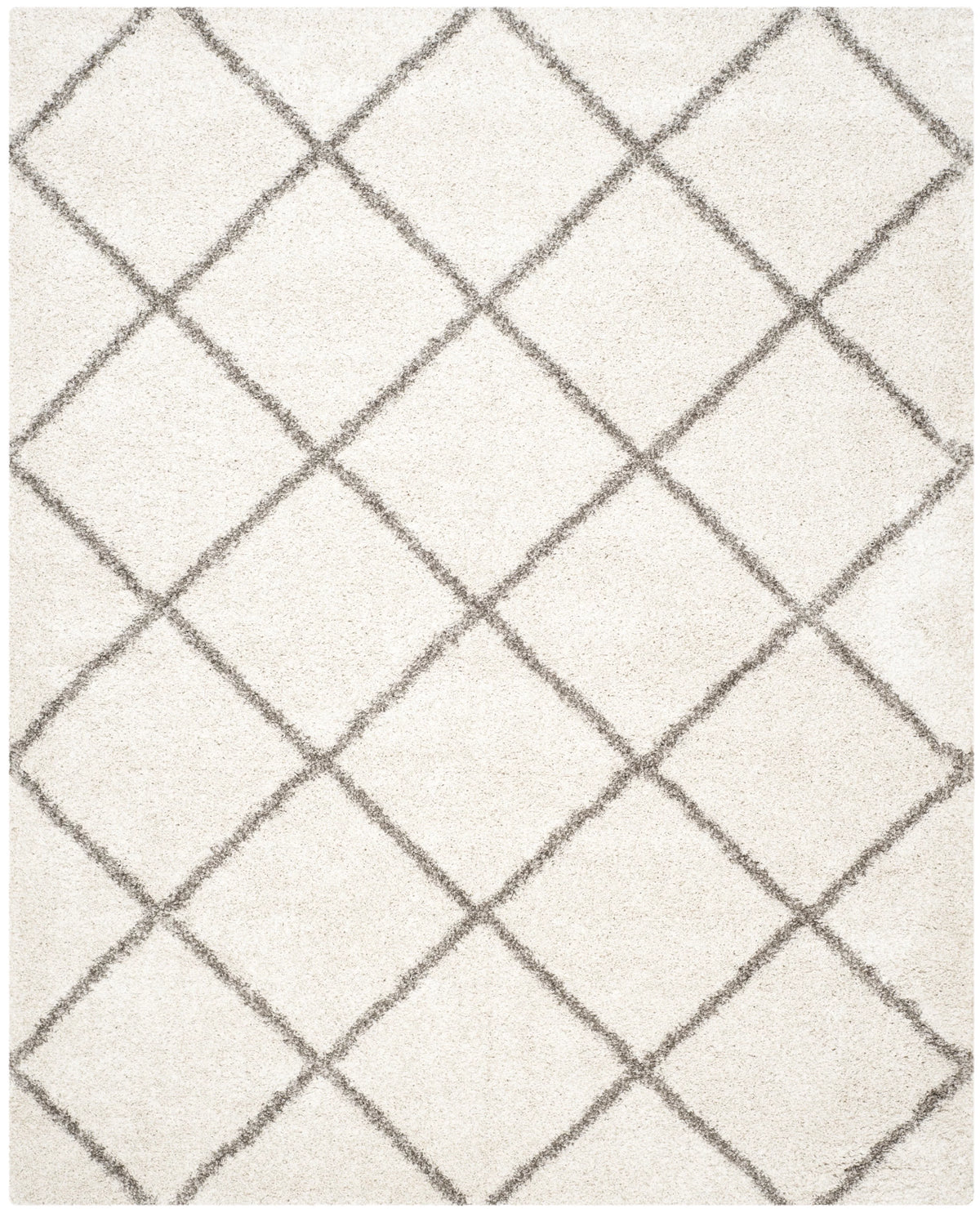 Ivory Grey Geometric Shag Area Rug 11' x 15' U601002