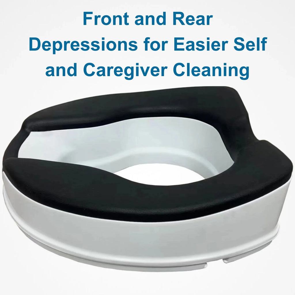 4-inch Raised Toilet Seat, Black Padded, Adjustable White W39253