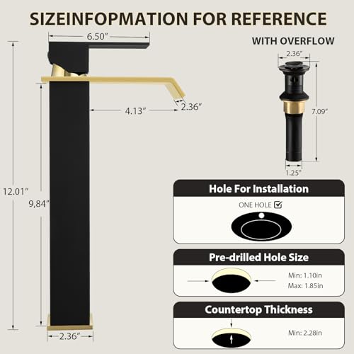 Black and Gold Single-Handle Bathroom Sink Faucet I45847