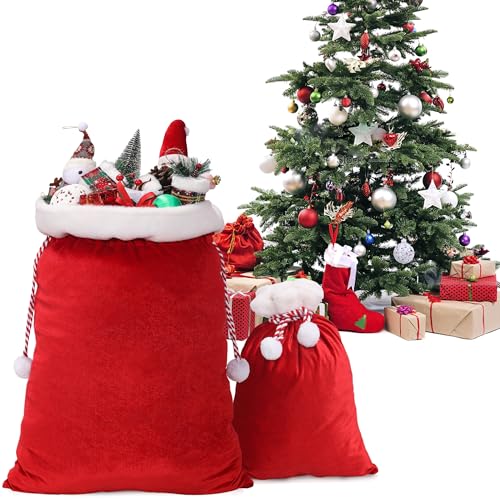 Large Red Velvet Drawstring Gift Bags G47787