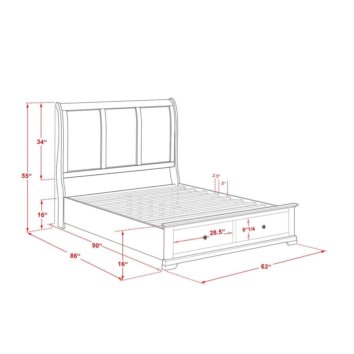 Queen Bed Wooden Bedroom Set C1053