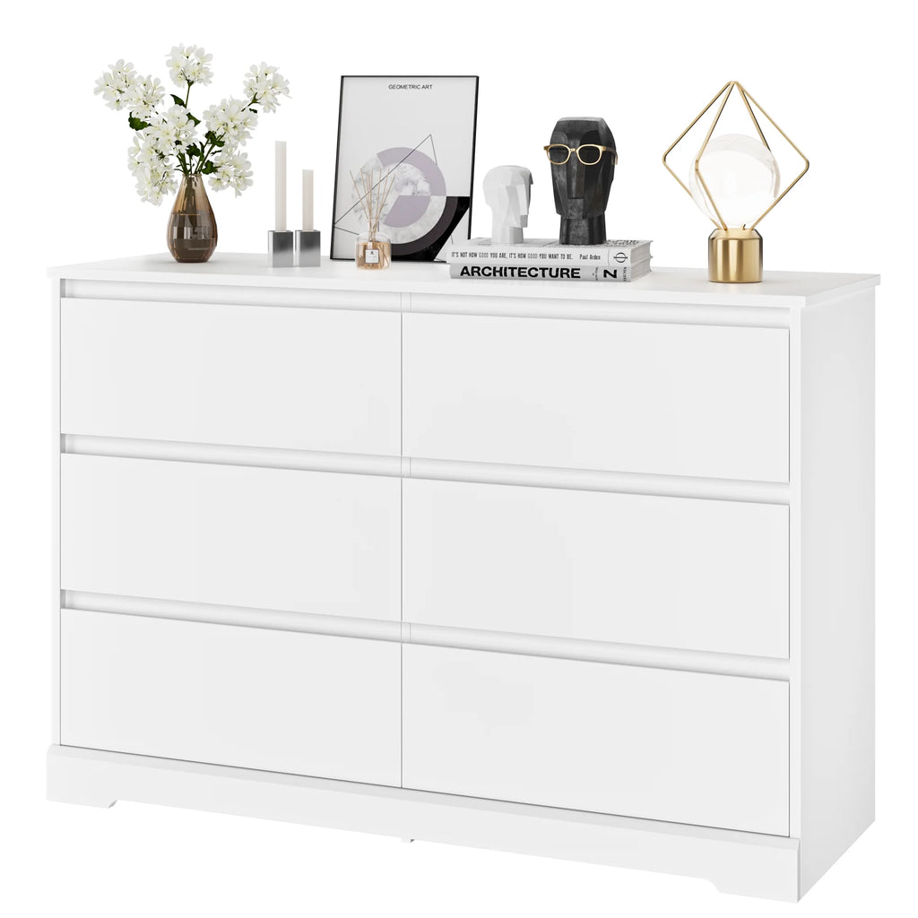 White 6 Drawer Wood Dresser G79326
