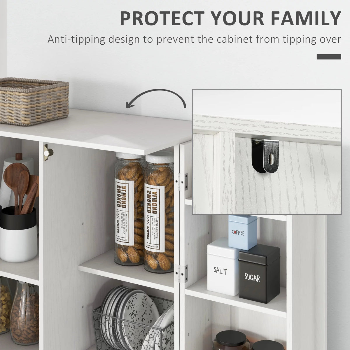 White 14-Tier Kitchen Pantry Storage Cabinet R6146