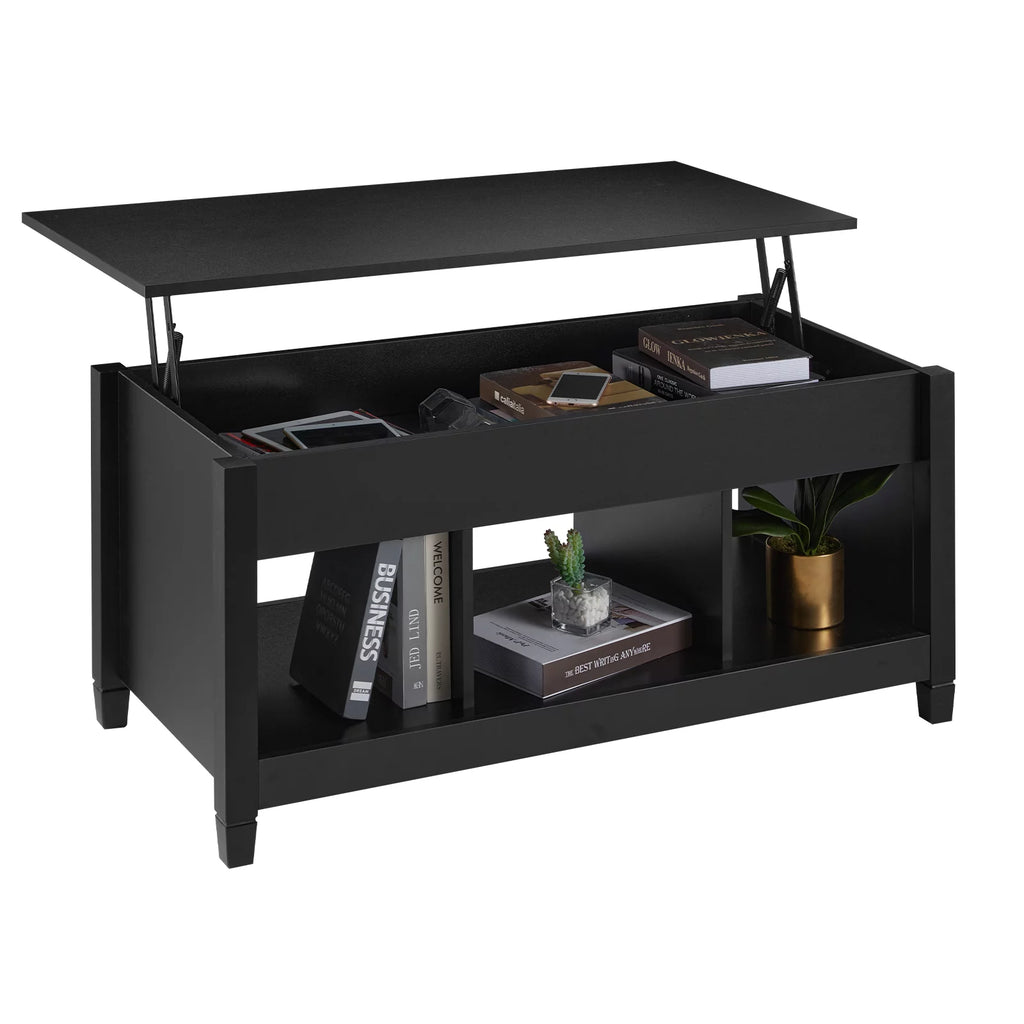 Lift Top Coffee Table with Hidden Storage and 3 Open Shelves E28332