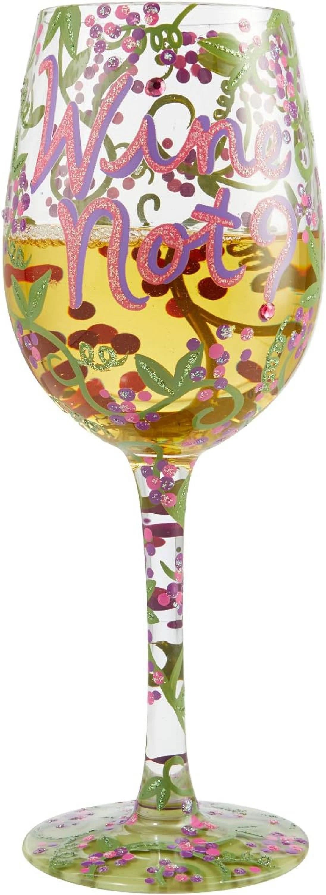 Hand-Painted Artisan Wine Glass, 1 Count, Multicolor P1841