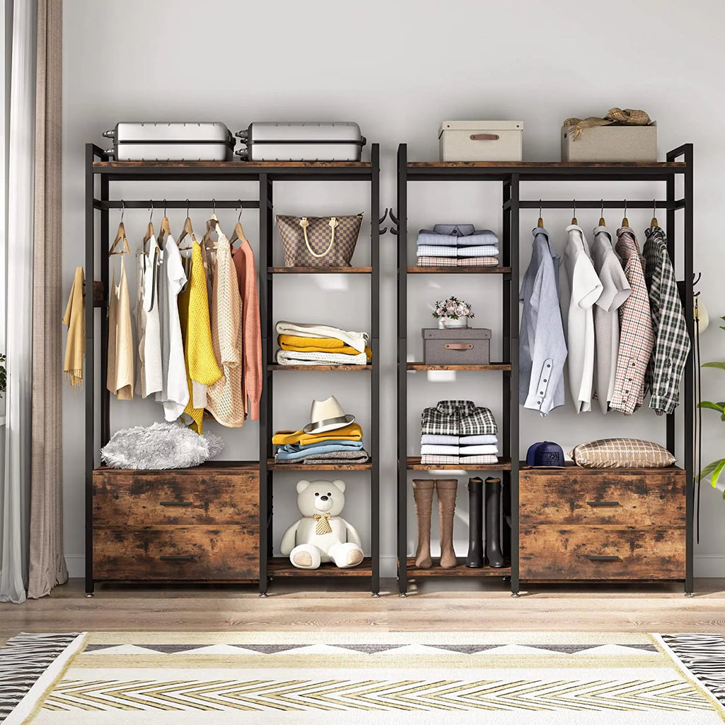 Freestanding Closet Organizer with Drawers and Shelves A610