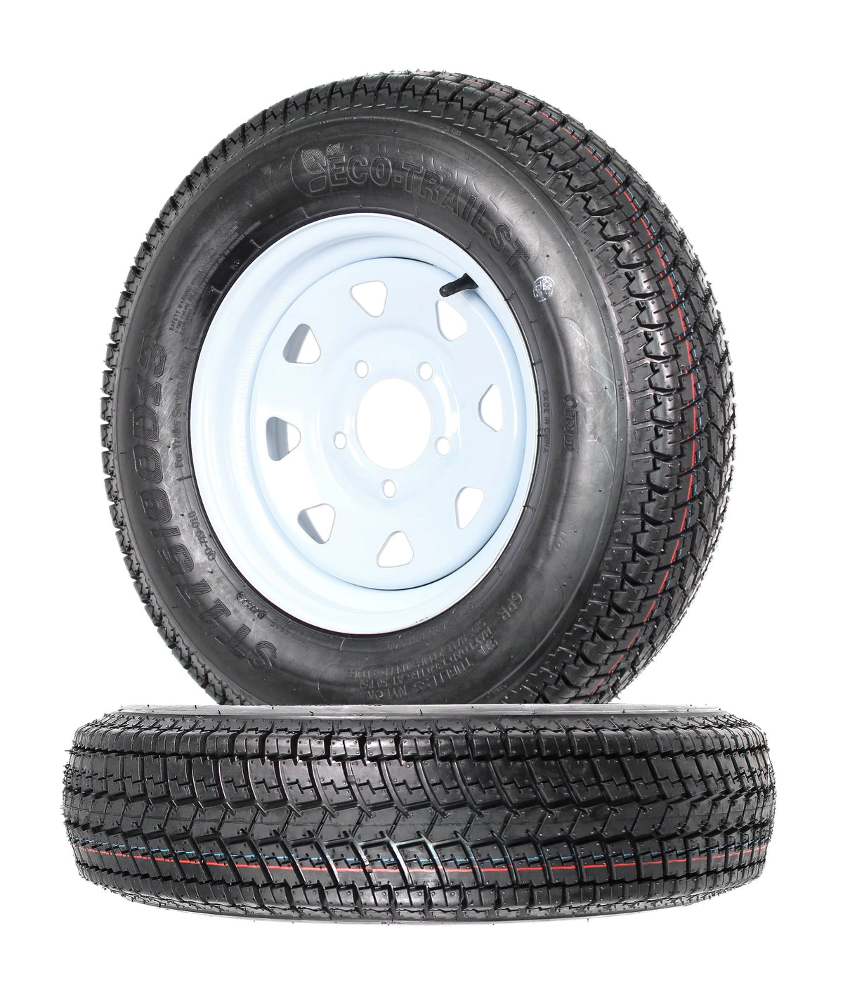 2-Pk Trailer Tire On Rim ST175/80D13 13 in. White Spoke Wheel S1320