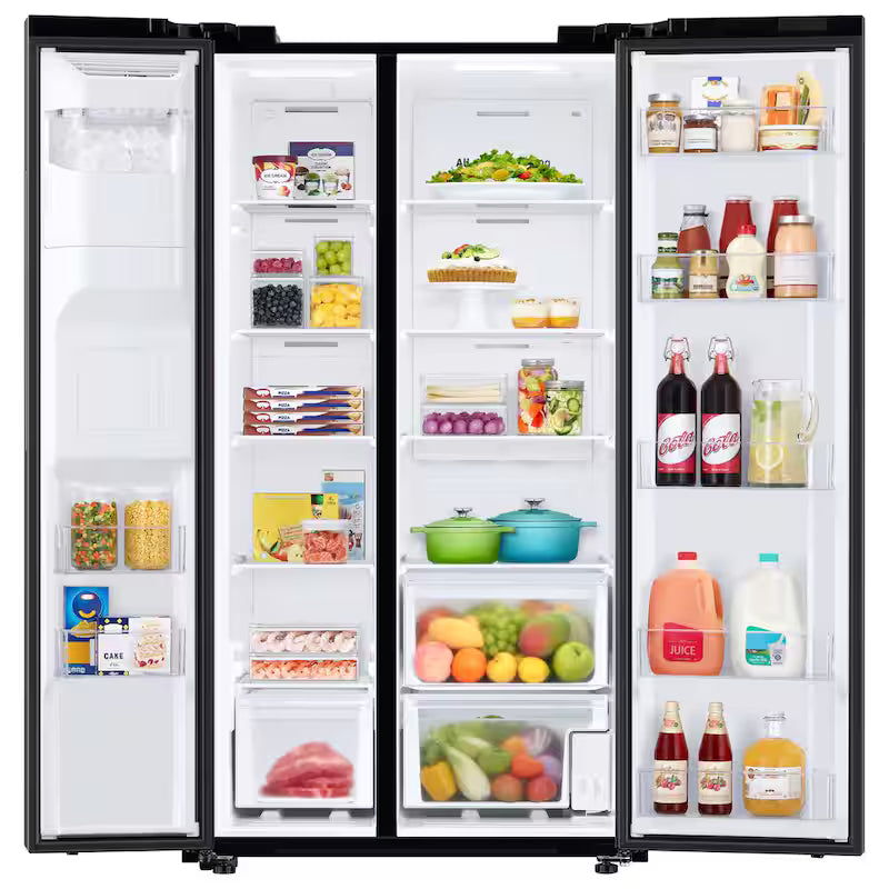 Side by Side Refrigerator in Black Stainless Steel Y3928