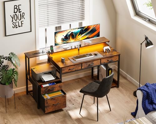 55 Inch Black Computer Desk with 3 Drawers Q456804