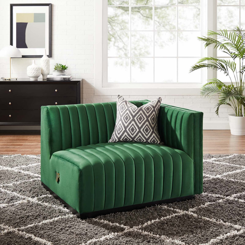 Black Emerald Velvet Right-Arm Chair A74253