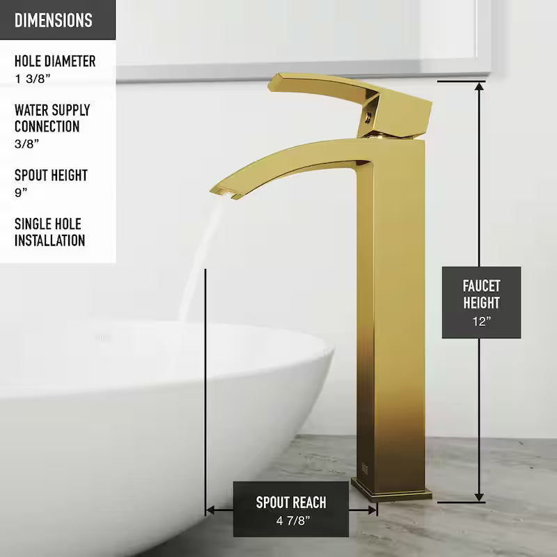 Single Handle Bathroom Vessel Faucet Matte Brushed Gold L3306