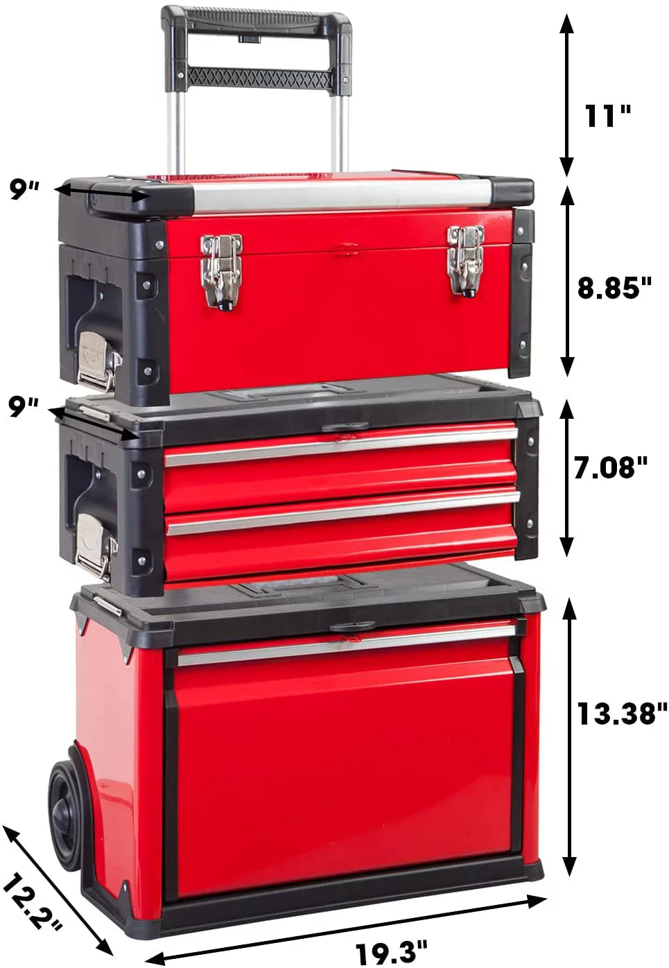 Red Rolling Tool Chest with Wheels 3 Drawers R9909