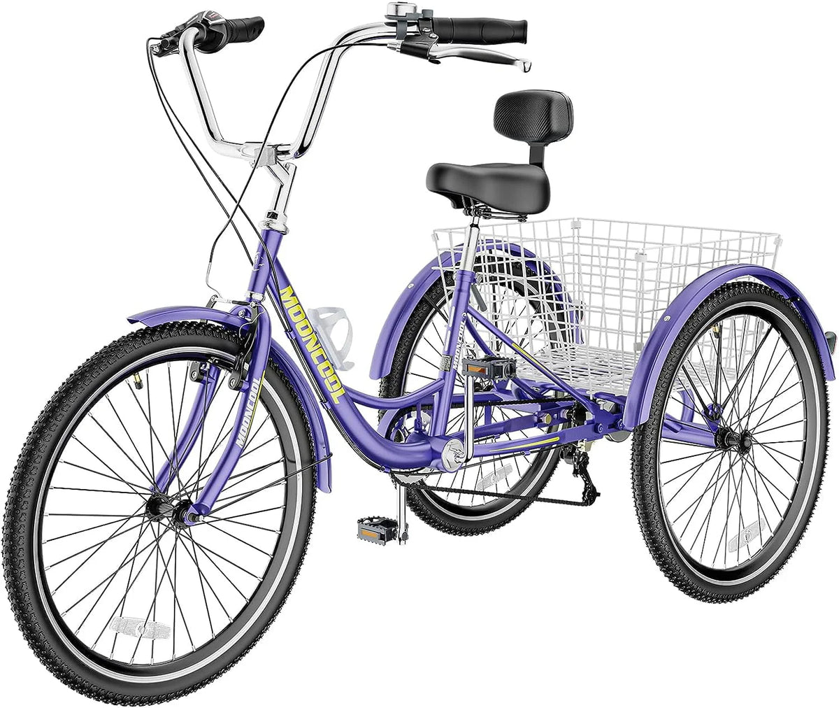24 inch 7 Speed Adult Tricycle with Shopping Basket U194801