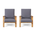 Acacia Wood Club Chairs with Cushions, Set of 2 C70152