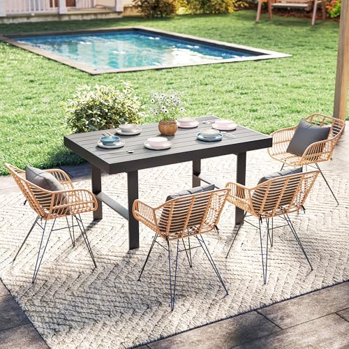 Aluminum Rectangle Metal Outdoor Coffee Table Black F76959