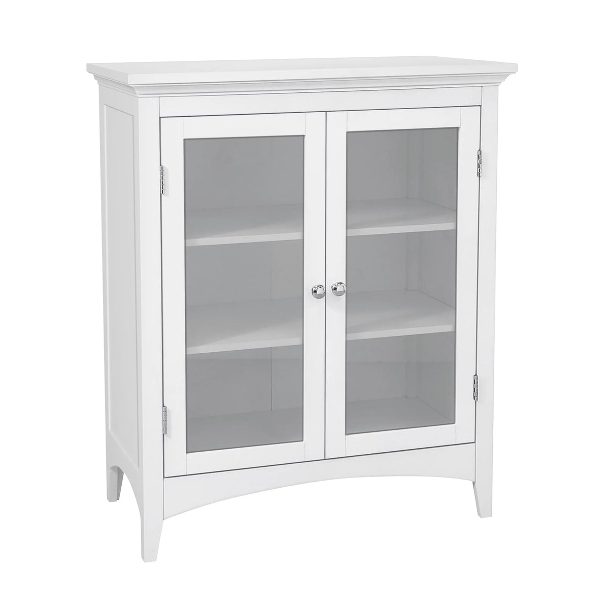 White Wooden Floor Cabinet with 2 Glass Doors W90704