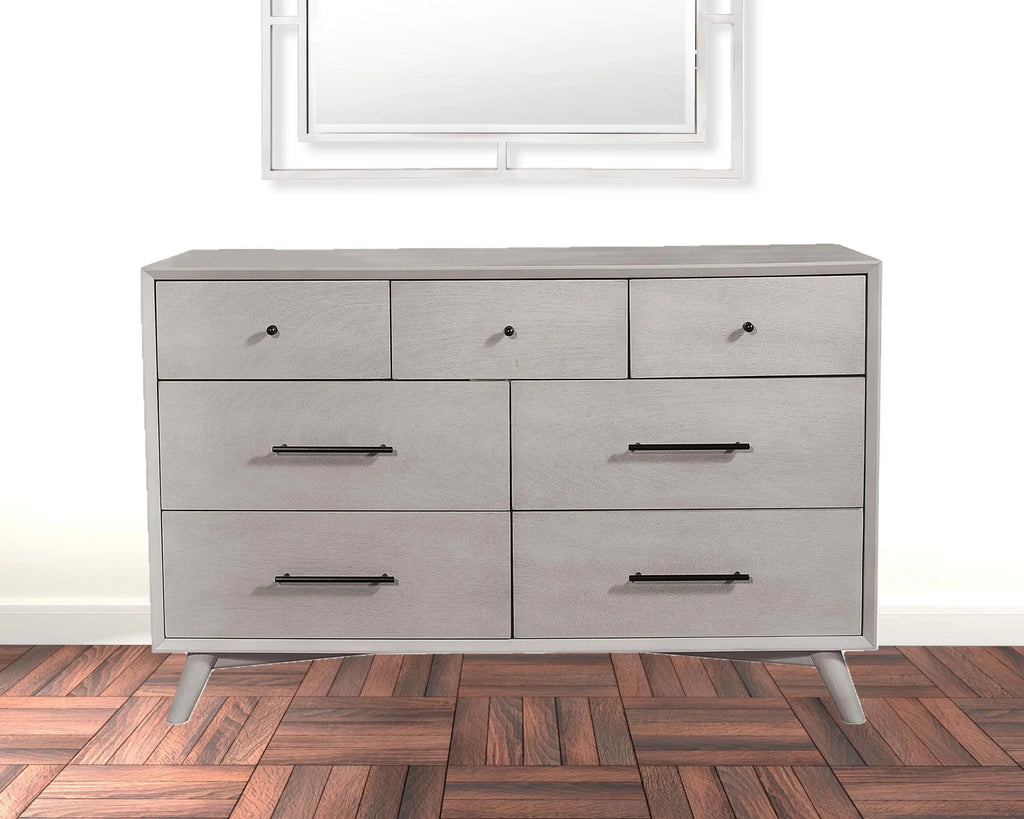 Gray Solid Wood Seven Drawer Double Dresser U795