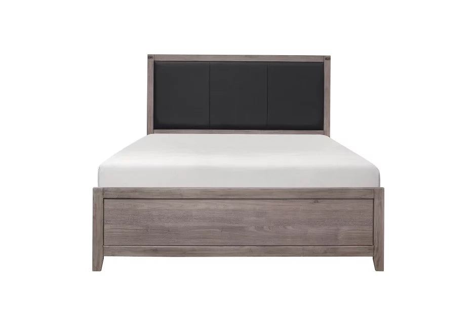 Queen Platform Bed Black Faux Leather U317594