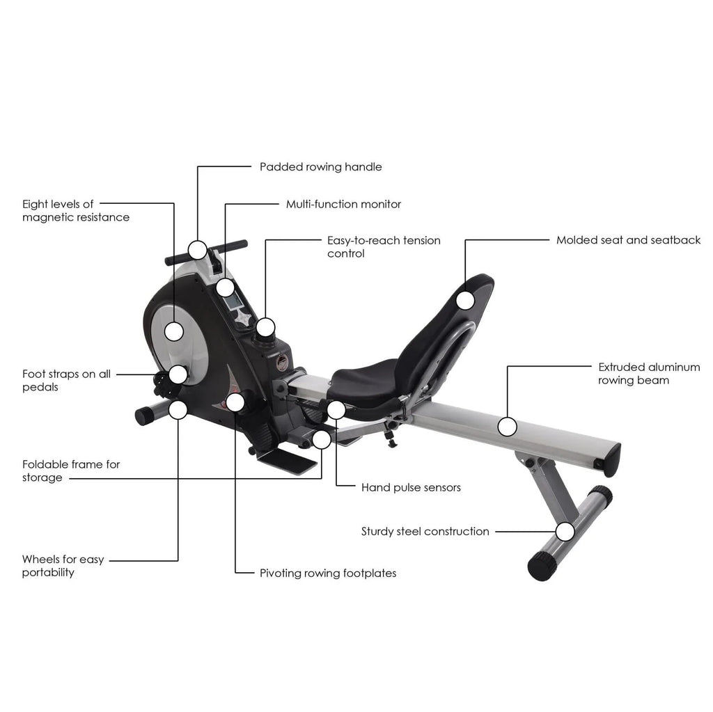 2 in 1 Recumbent Exercise Bike and Rower Machine N8719
