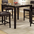 Wooden High Table Faux Marble Top Brown D768731