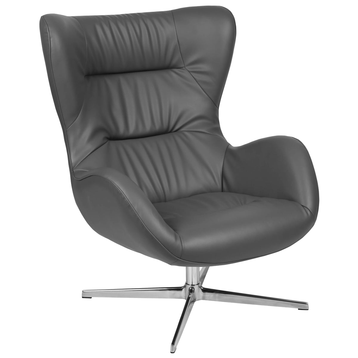 Gray LeatherSoft Swivel Wing Chair U1753