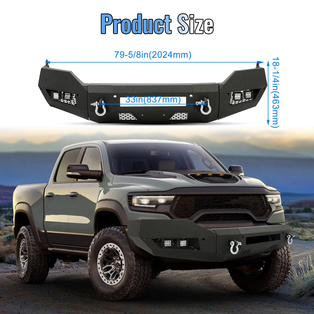 Front Bumper with D-Ring LED Fog Light H858