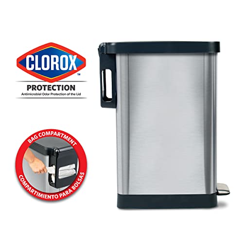 45 Liter Stainless Steel Slim Trash Can with Soft Close Lid R49077