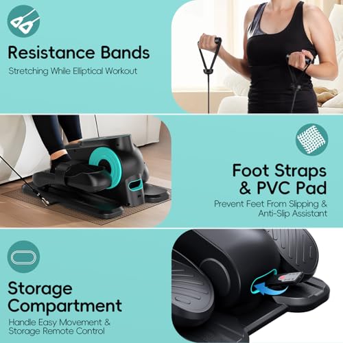 Under Desk Elliptical Machine, Quiet Portable Electric Seated Pedal Exerciser with Remote Control & 12 Adjustable Speeds L2871