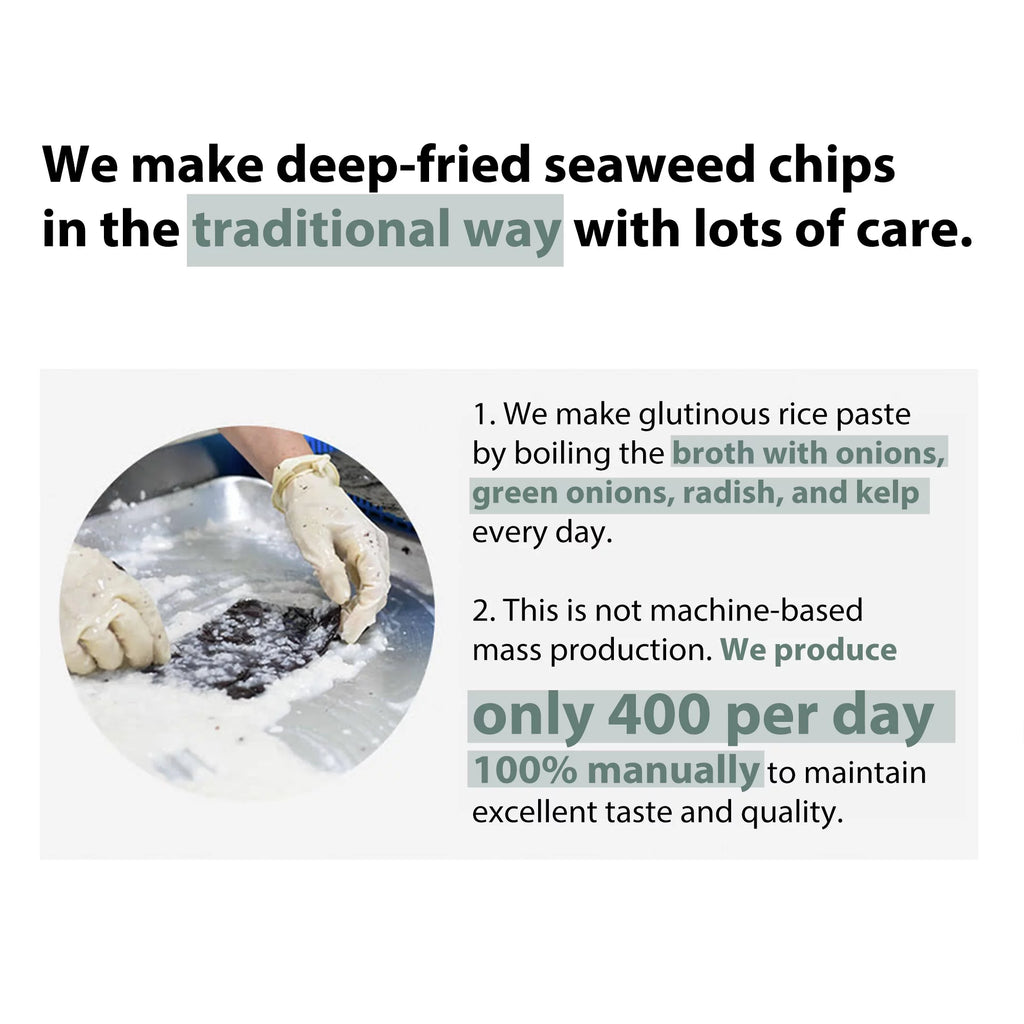 Handmade Korean Seaweed Snacks Chips with Sticky Rice, No Sugar, Vegan S9943
