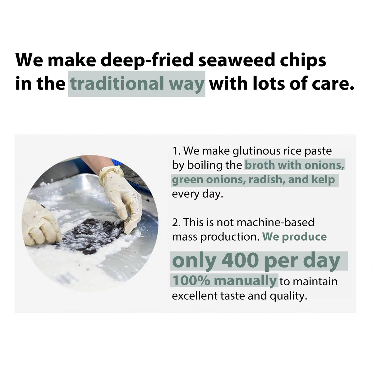 Handmade Korean Seaweed Snacks Chips with Sticky Rice, No Sugar, Vegan S9943