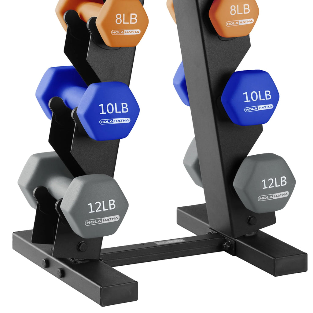 3, 5, 8, 10, & 12 lb Neoprene Hexagon Dumbbell Weight Set with Stand J937501