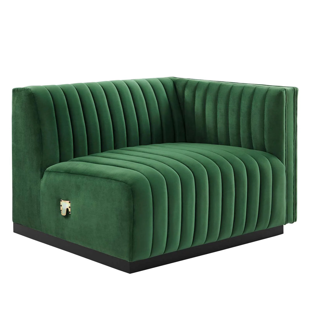 Black Emerald Velvet Right-Arm Chair A74253