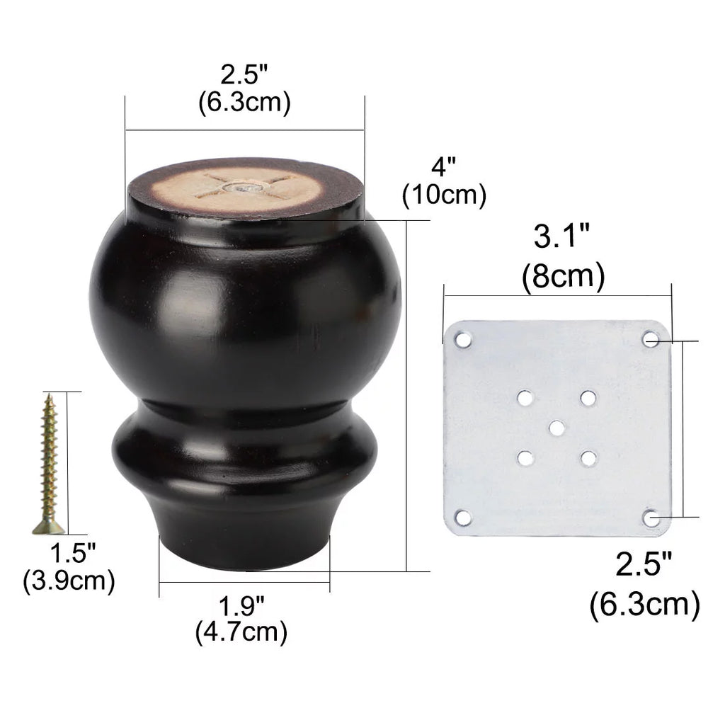 4" Wood Furniture Leg 4 Pack U6895