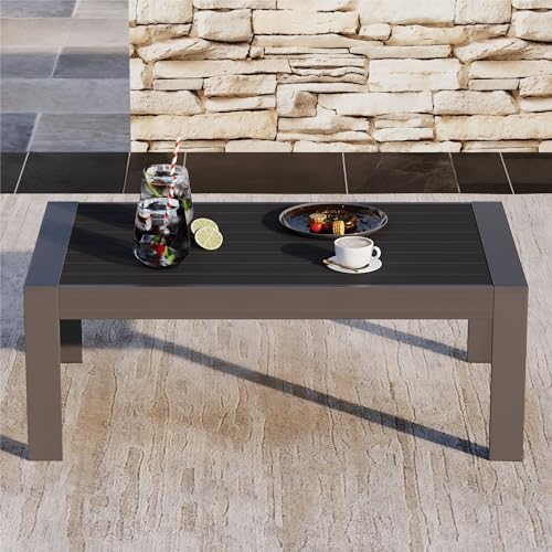 Aluminum Rectangle Metal Outdoor Coffee Table Black F76959