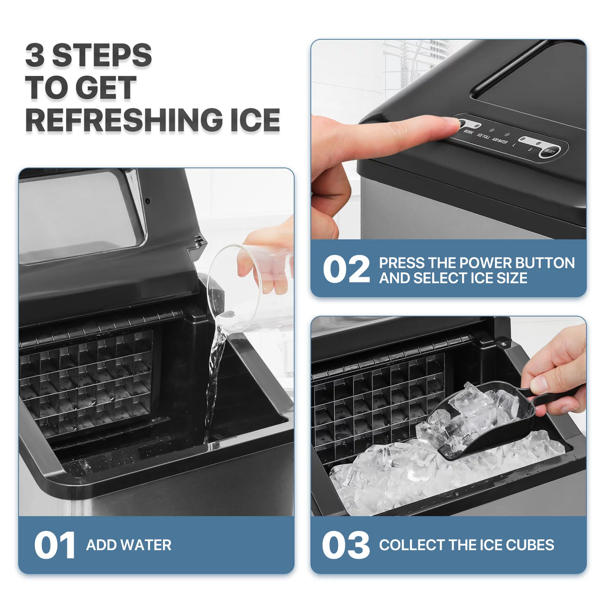 Countertop Ice Maker Machine with Basket and Scoop, Black V1187