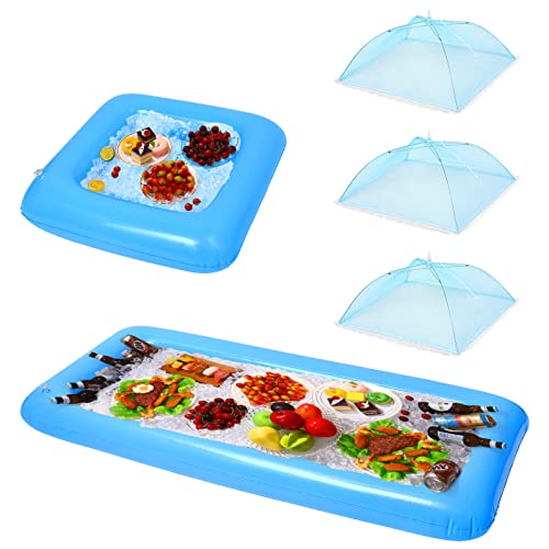 1 Set Inflatable Pool Serving Bar and Mesh Food Tent Set with Drain Plug Q5872
