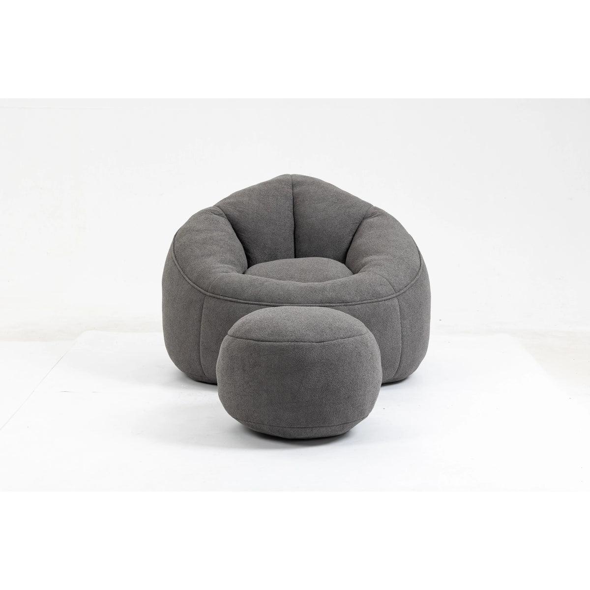 Microfiber Teardrop Shaped Sofa Chair with Ottoman Grey R102405