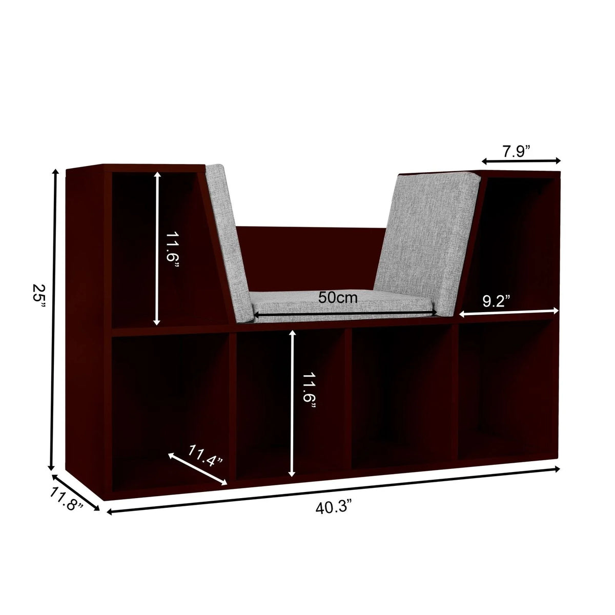 White Kids Storage Cabinet Bookcase with Cushions D6086