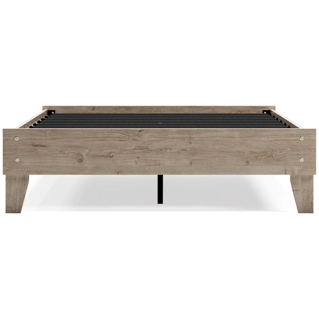 Full Size Platform Bed Low Profile Muted Brown Finish D9365
