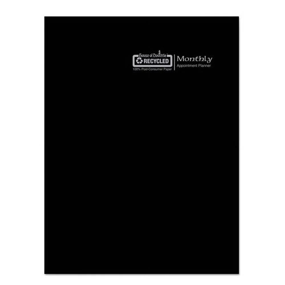 Recycled Ruled 14-Month Planner with Leatherette Cover, Black I204335