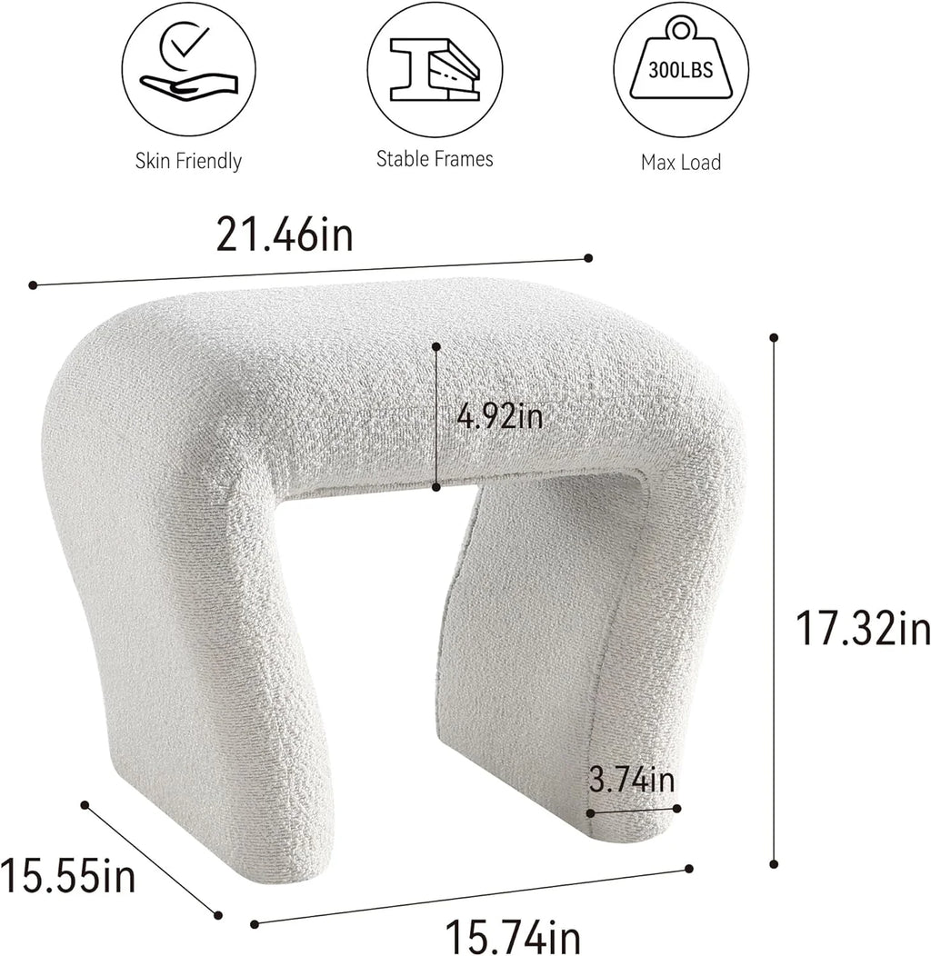 Boucle Vanity Stool with Wooden Legs R76355