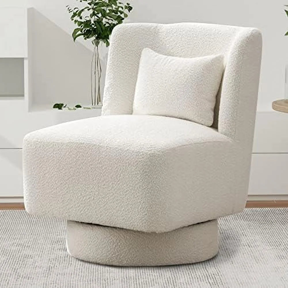 Swivel Barrel Boucle Chair with Pillow O5214