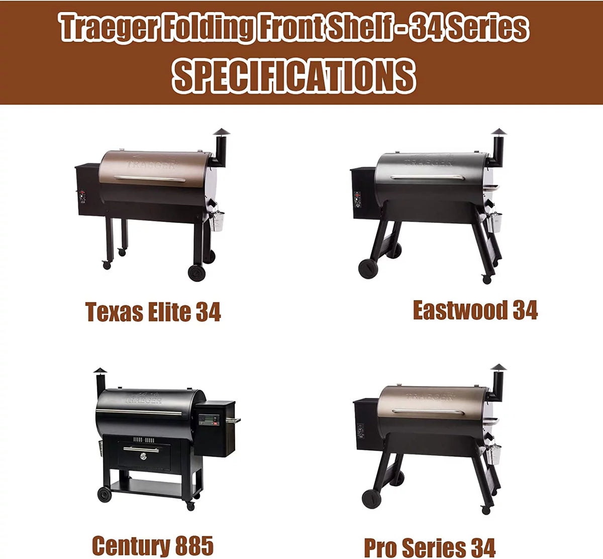 Folding Shelf for Pellet Grills 37" L x 12" W W956300