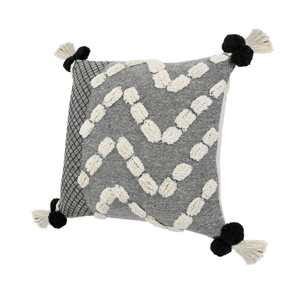 20" x 20" Hand-stitched Gray White Geometric Organic Cotton Pillow Cover S1205
