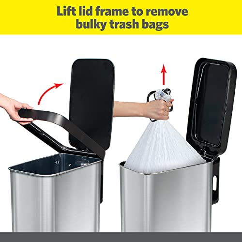 45 Liter Stainless Steel Slim Trash Can with Soft Close Lid R49077