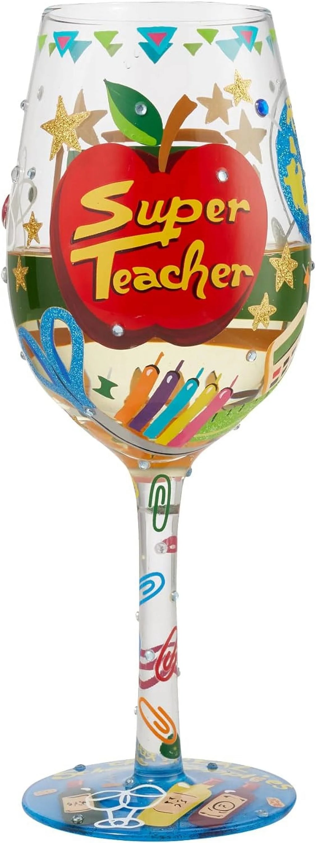 Hand-Painted Artisan Wine Glass 15 Ounce Multicolor T3617