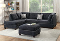 3 PCS L-Shaped Bonded Leather Sectional Sofa Set with Ottoman E498