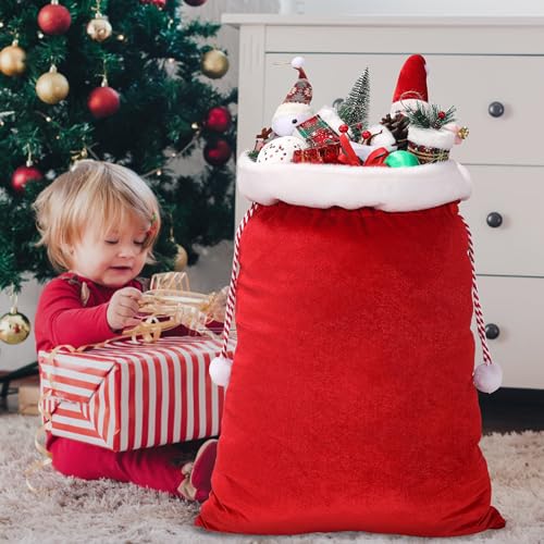 Large Red Velvet Drawstring Gift Bags G47787